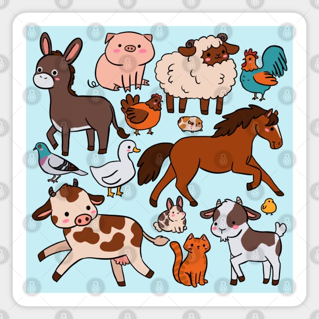 Cute farm animals illustration Sticker by Yarafantasyart